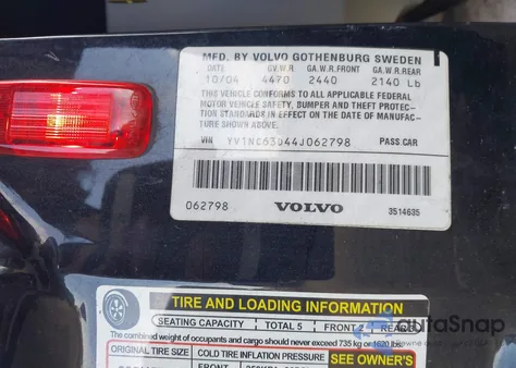 2004 Volvo C70 Lt из США, поврежденный, VIN YV1NC63D44J062798